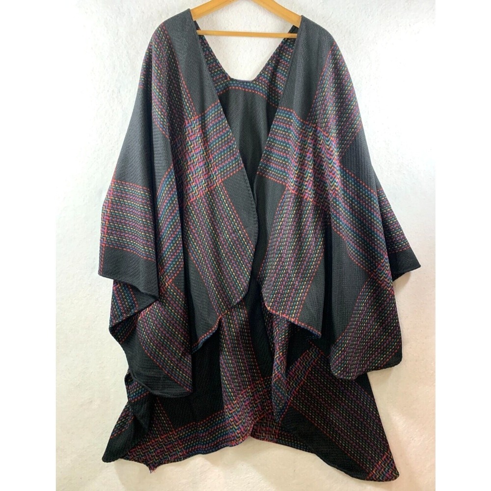 Womens Artsy Open Front Wrap Poncho Sweater OS Boho Lagenlook Statement Gallery